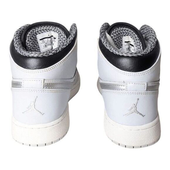 NIKE Air Jordan 1 Retro Mid "Platinum Metallic Silver" Sneakers Size 7Y/8.5 - Picture 5 of 9